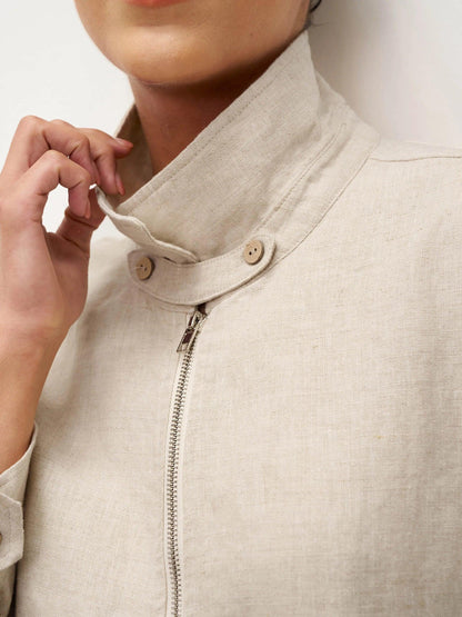 Veste Aviateur à Fermeture Éclair 100% Lin ELIZA