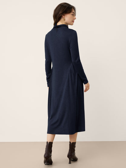 Robe longue à col roulé et plis sculptés en laine BRIAR