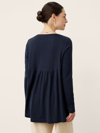 Haut KALISTA à empiècements en laine, froncé et à ourlet asymétrique