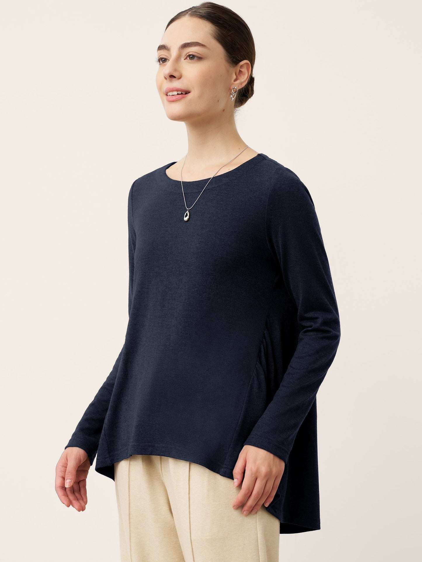 Haut KALISTA à empiècements en laine, froncé et à ourlet asymétrique