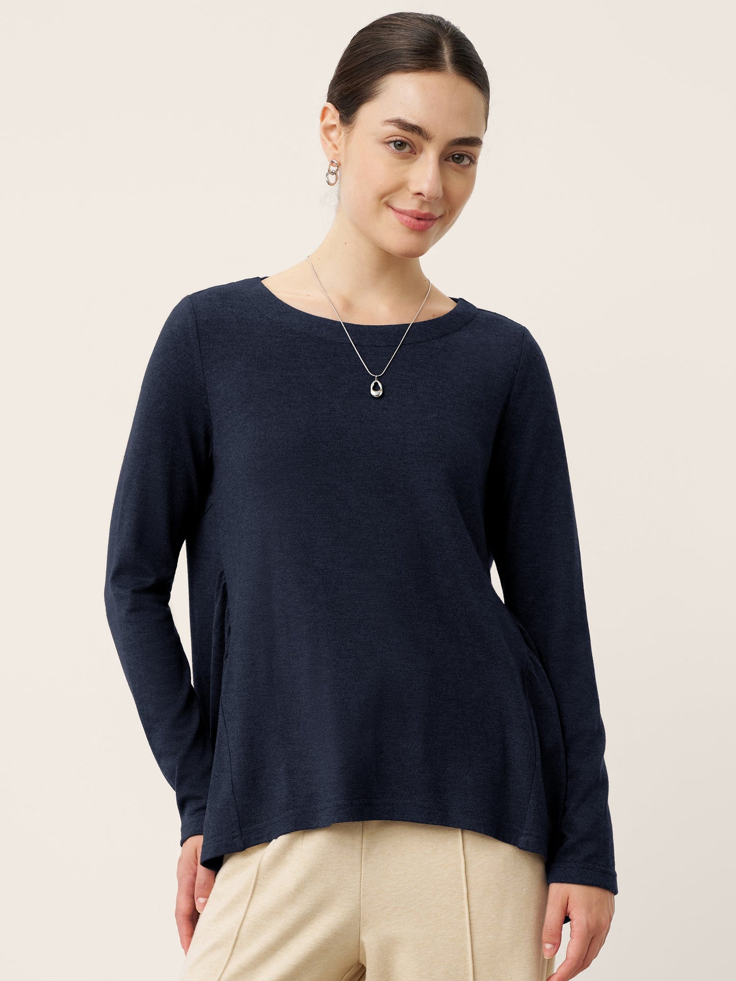 Haut KALISTA à empiècements en laine, froncé et à ourlet asymétrique