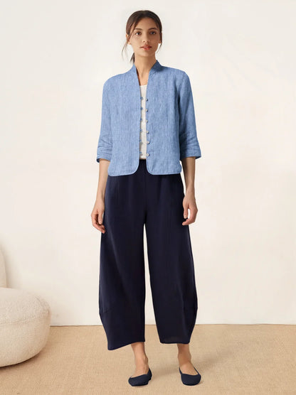 Veste ajustée en lin 100% avec boutons faits main AMELIA