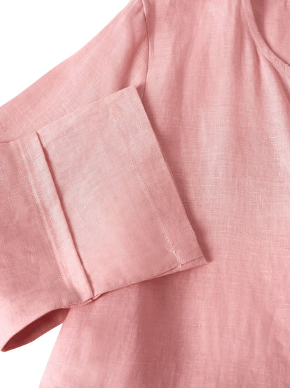 Robe longue ample 100% lin à taille boutonnée et froncée LUNA