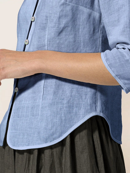 Veste ajustée en lin 100% avec boutons faits main AMELIA