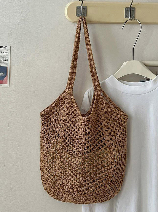 Sac cabas de plage tissé en coton ajouré