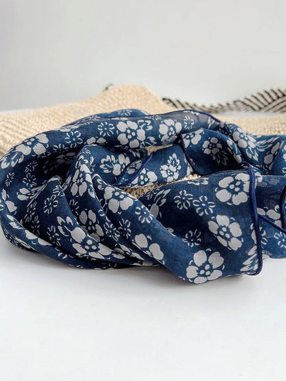 Mouchoir en ramie à imprimé vintage