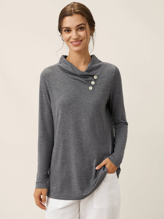 Haut extensible à col bénitier asymétrique en cachemire TATIANA