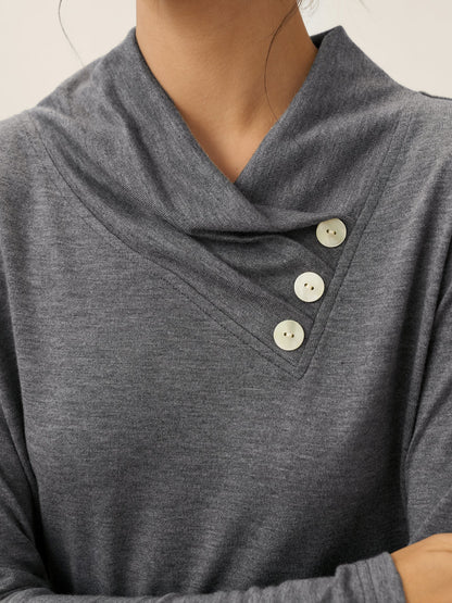 Haut extensible à col bénitier asymétrique en cachemire TATIANA