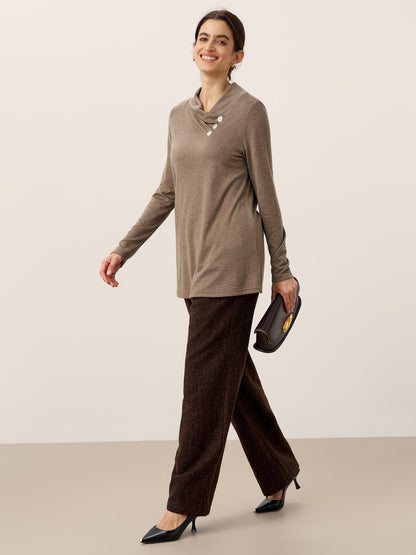 Haut extensible à col bénitier asymétrique en cachemire TATIANA