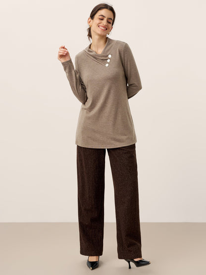 Haut extensible à col bénitier asymétrique en cachemire TATIANA