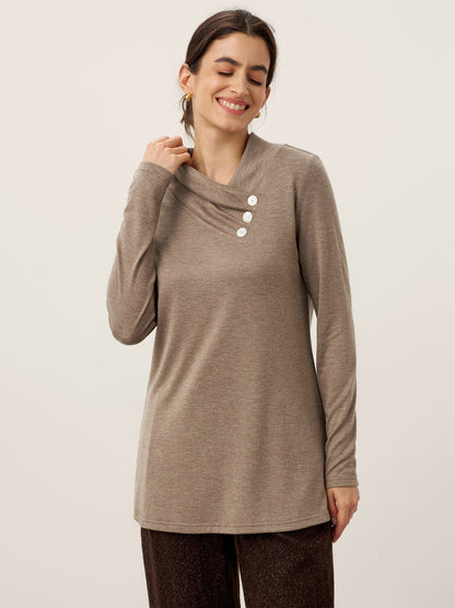 Haut extensible à col bénitier asymétrique en cachemire TATIANA