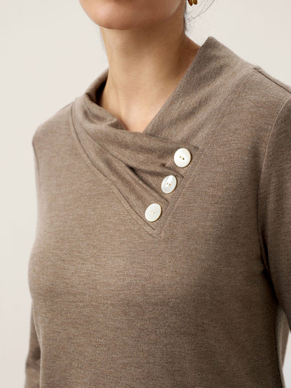 Haut extensible à col bénitier asymétrique en cachemire TATIANA