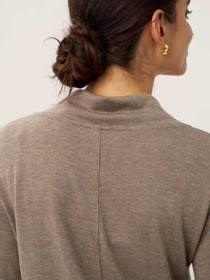 Haut extensible à col bénitier asymétrique en cachemire TATIANA