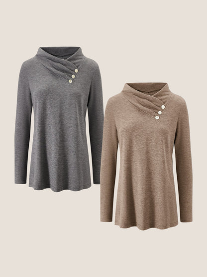 Haut extensible à col bénitier asymétrique en cachemire TATIANA