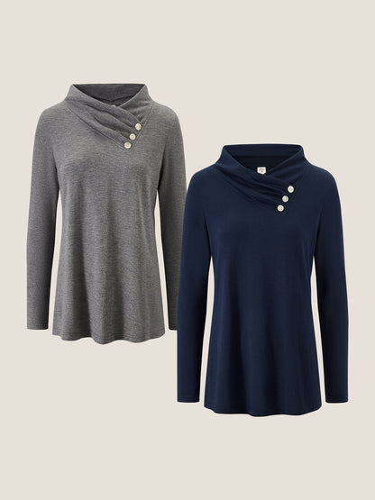 Haut extensible à col bénitier asymétrique en cachemire TATIANA