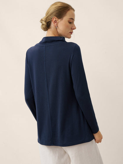 Haut extensible à col bénitier asymétrique en cachemire TATIANA