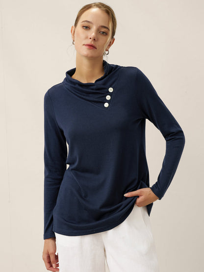 Haut extensible à col bénitier asymétrique en cachemire TATIANA