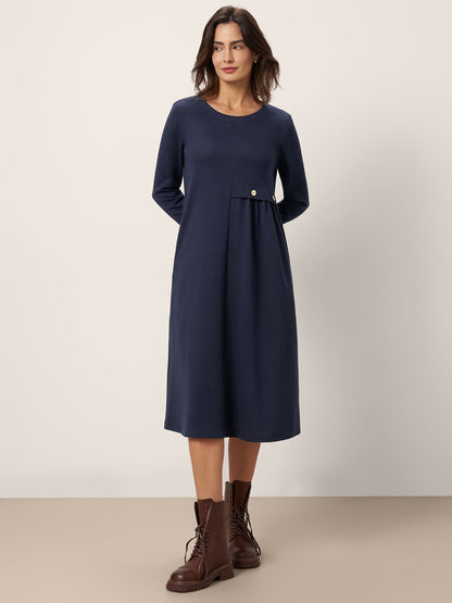 Robe mi-longue à taille plissée asymétrique ALYSSA