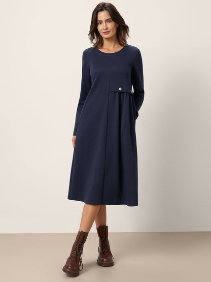 Robe mi-longue à taille plissée asymétrique ALYSSA