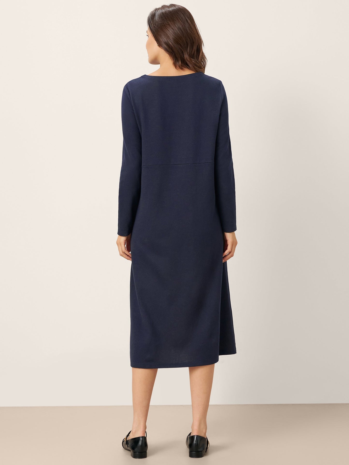 Robe mi-longue en coton à boutons contrastés ALMA