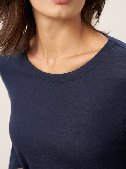 Robe mi-longue en coton à boutons contrastés ALMA