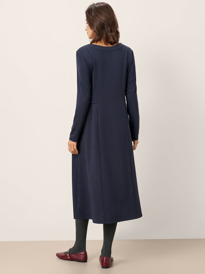 Robe mi-longue en coton à taille plissée BEATRICE