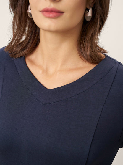 Robe mi-longue en coton à taille plissée BEATRICE