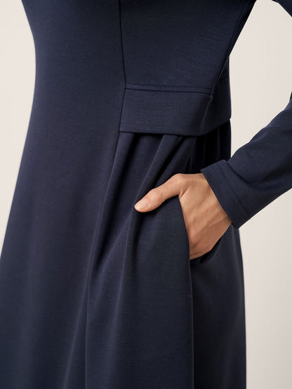 Robe mi-longue en coton à taille plissée BEATRICE