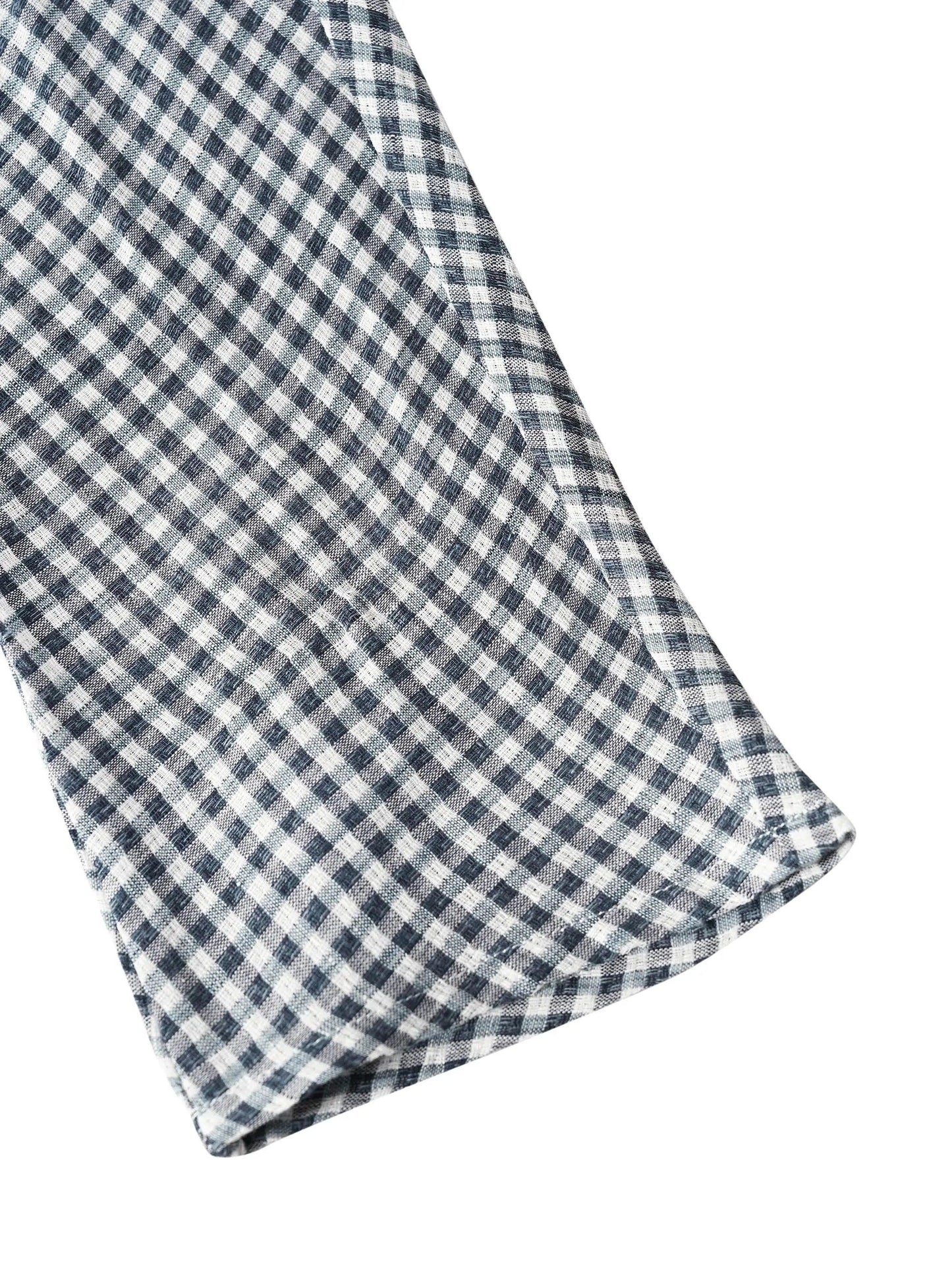 Haut à manches longues à carreaux en lin CAROLINE