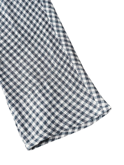 Haut à manches longues à carreaux en lin CAROLINE