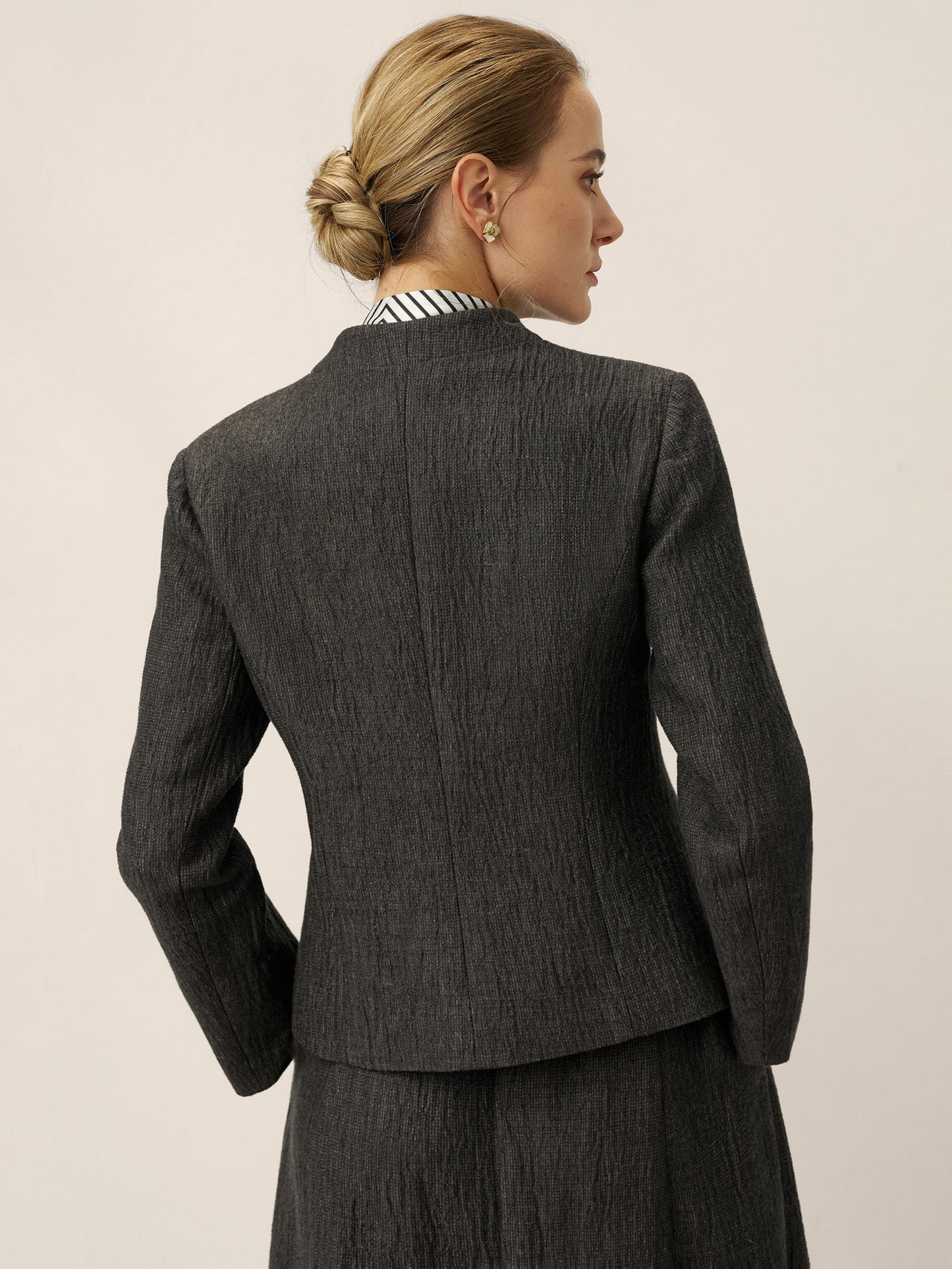 Veste Chemise Boutonnée à Col Mao en Lin KIMBERLY