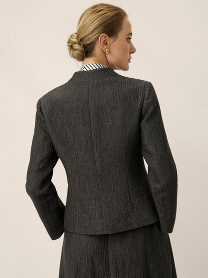 Veste Chemise Boutonnée à Col Mao en Lin KIMBERLY