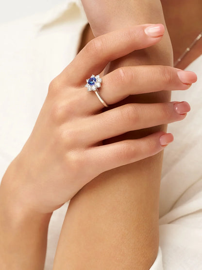 Bague Saphir Exquise - Rime Bleue Lumière d'Étoile