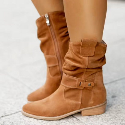 Bottines avec Fermeture Éclair et Talon Bas