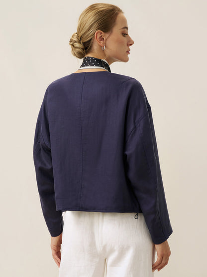 Veste décontractée réversible à col rond en Tencel et Lin CHLOE