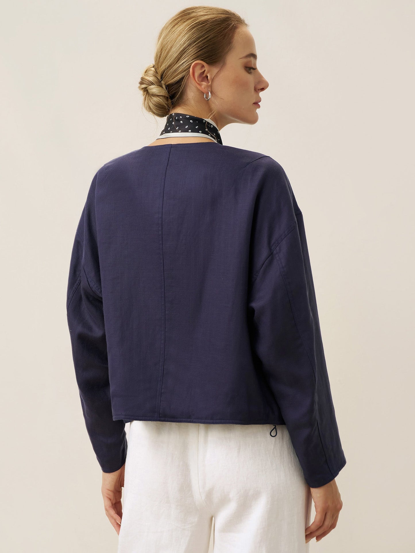 Veste décontractée réversible à col rond en Tencel et Lin CHLOE