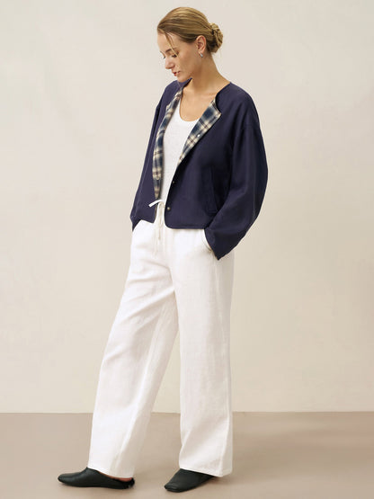 Veste décontractée réversible à col rond en Tencel et Lin CHLOE