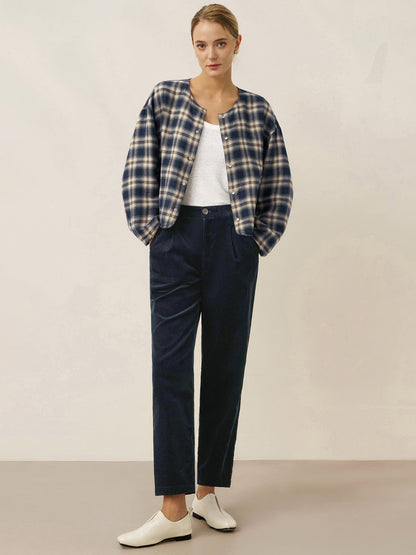 Veste décontractée réversible à col rond en Tencel et Lin CHLOE