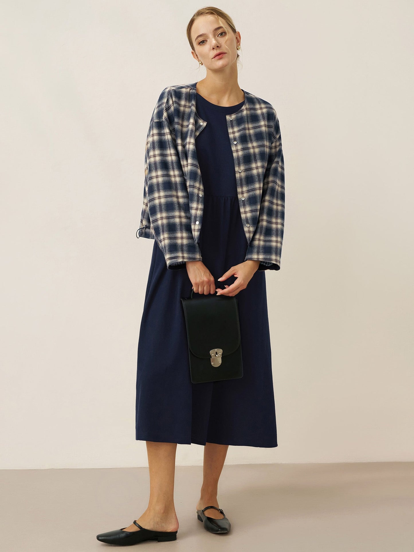 Veste décontractée réversible à col rond en Tencel et Lin CHLOE