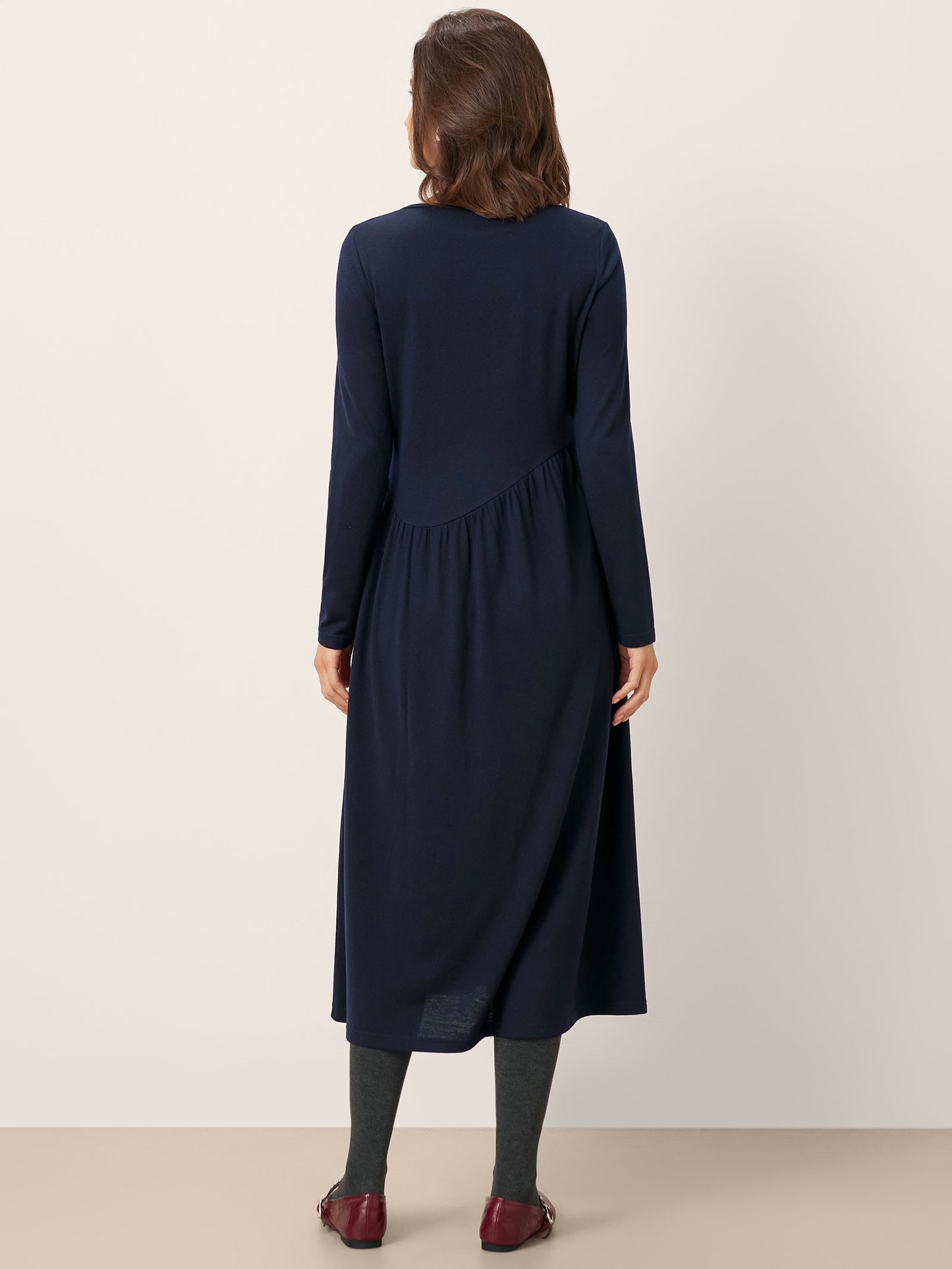 Robe longue en laine à coupe asymétrique et incurvée CALLIE