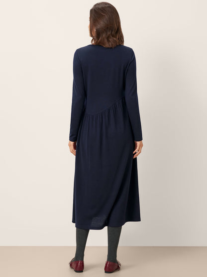 Robe longue en laine à coupe asymétrique et incurvée CALLIE