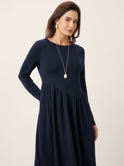 Robe longue en laine à coupe asymétrique et incurvée CALLIE