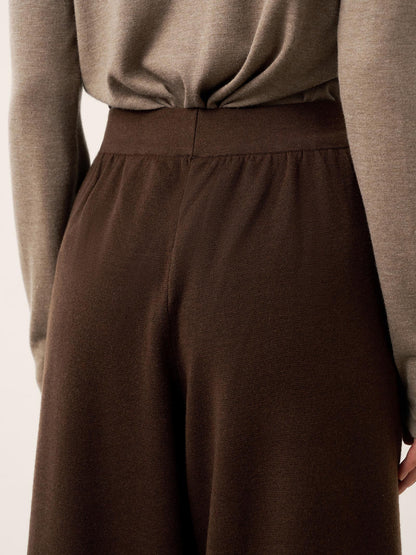 Pantalon Coupe Droite Décontractée à Taille Élastique en Laine Mérinos YVETTE