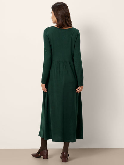 Robe longue plissée à col superposé en laine BILLIE