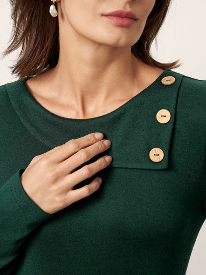 Robe longue plissée à col superposé en laine BILLIE