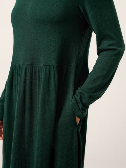 Robe longue plissée à col superposé en laine BILLIE