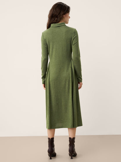 Robe longue à col roulé et plis sculptés en laine BRIAR