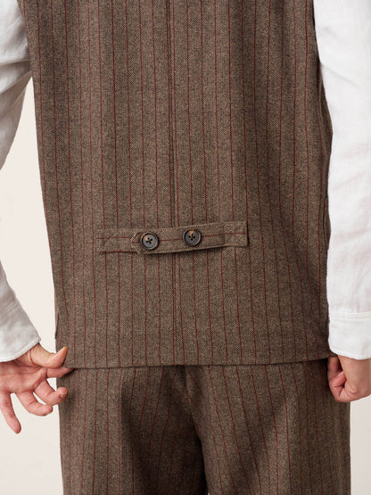 Gilet à rayures en laine avec col en V et détails de boutons ELUNED