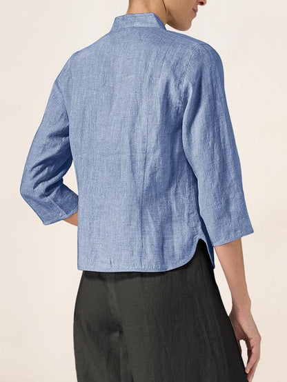 Veste ajustée en lin 100% avec boutons faits main AMELIA